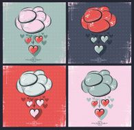Set of Happy Valentines Day Design Cloud with hearts