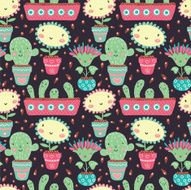 Seamless pattern with funny flowers N2