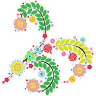 Flowers vector traditional branch of floral blooming N6