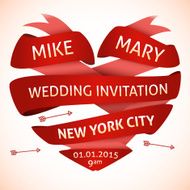 Wedding invitation in the shape of heart