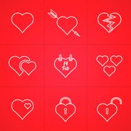 valentine's day set of outline icons