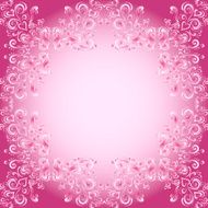 Abstract floral background with hearts in pink