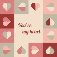 Greeting card with hearts in soft colors N2