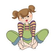 romantic girl is sitting barefoot