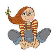 romantic girl is sitting barefoot N4