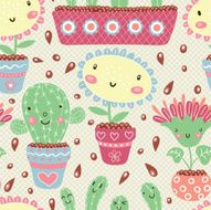 Seamless pattern with funny flowers N3