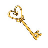 Romantic heart shaped key isolated on white