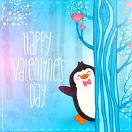 Valentines card with cute cartoon penguine N4