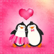 Valentines card with cute cartoon penguine N7