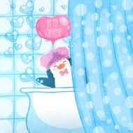 Valentines card with cute cartoon penguine N8