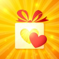 Paper gift box with cutout red heart
