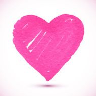 Bright pink marker textured vector heart