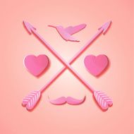 Vector hipster card with icons symbols for Valentines day N2