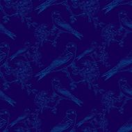 Seamless spring cherry pattern with birds N2