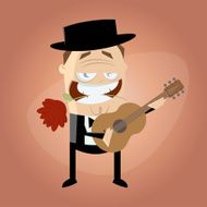 romantic cartoon man with guitar
