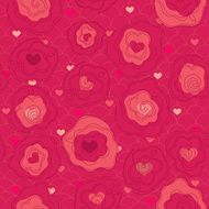 Floral seamless pattern with hearts and roses