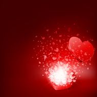 Heart gift present with fly hearts