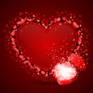 Heart gift present with fly hearts N2