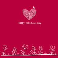 Card Happy Valentine's Day Bird hearts flowers