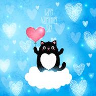 Happy Valentines Day card with cat N3