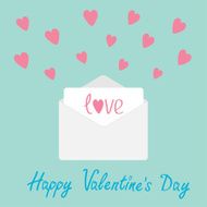 Envelope with hearts Happy Valentines day card