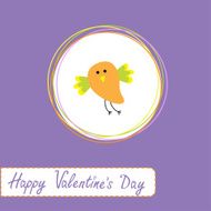 Congratulations card with cute orange bird Happy Valentines Day