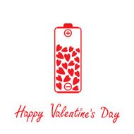 Love battery with hearts inside Happy Valentines Day card