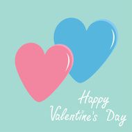 Pink and blue hearts Happy Valentines Day card