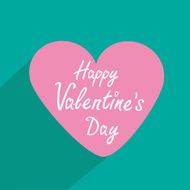 Pink heart with long shadow Flat design Happy Valentines Day