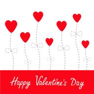 Vector love card Heart flowers White and red Happy Valentines