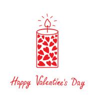 Love candle with hearts Happy Valentines Day card