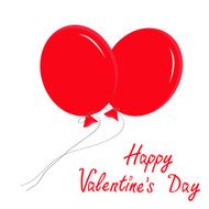 Two red flying balloons Happy Valentines Day card