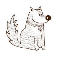 Cute character Dog with heart on collar N2