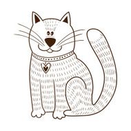 Cute character Cat with heart on collar N3
