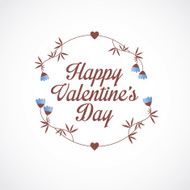 Happy Valentine&#039;s Day card with garland flowers and hearts
