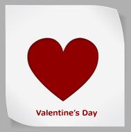 Valentines Day paper sticker with red heart N2