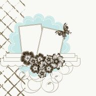Floral scrapbook card with butterfly vector illustration N2