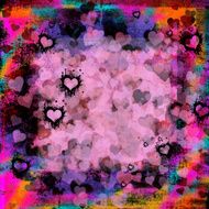 Dark moody grunge hearts abstract background
