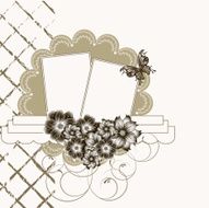 Floral scrapbook card with butterfly vector illustration N3