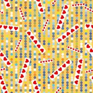 texture with circles dots and hearts Yellow background