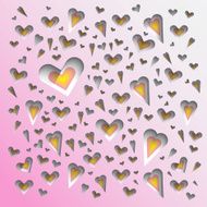 3d background with cut hearts paper look