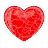 Red glossy heart with pattern