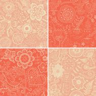 Set of four floral patterns (seamlessly tiling) Seamless patter