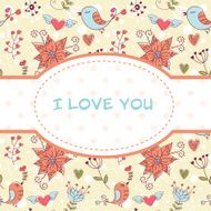 Lovely invitation postcard with birds and flowers