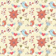 Love seamless texture with flowers and birds N4