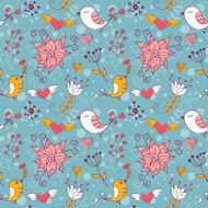 Love seamless texture with flowers and birds N5