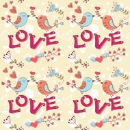 Love seamless texture with flowers and birds N8