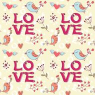 Love seamless texture with flowers and birds N9