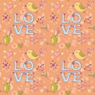 Love seamless texture with flowers and birds N10