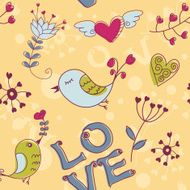 Love seamless texture with flowers and birds N11